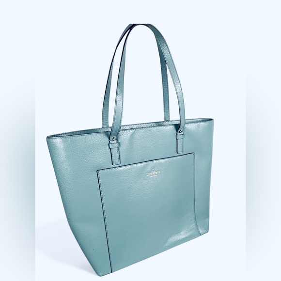 kate spade Handbags - Kate Spade New Yorker Sawyer Street Maxi Baby Blue Leather XL Tote  12” x 13”‎